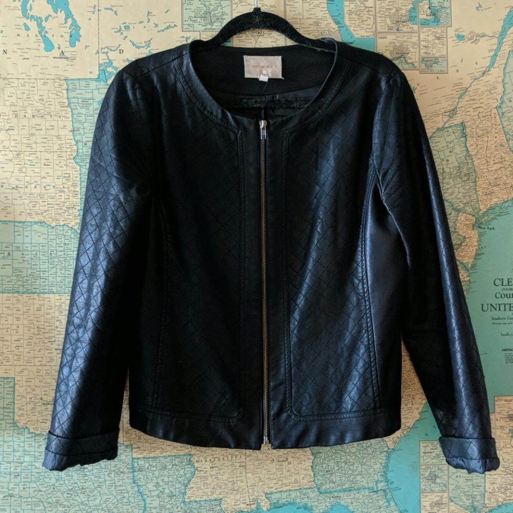 Faux Leather Quilted Moto Jacket